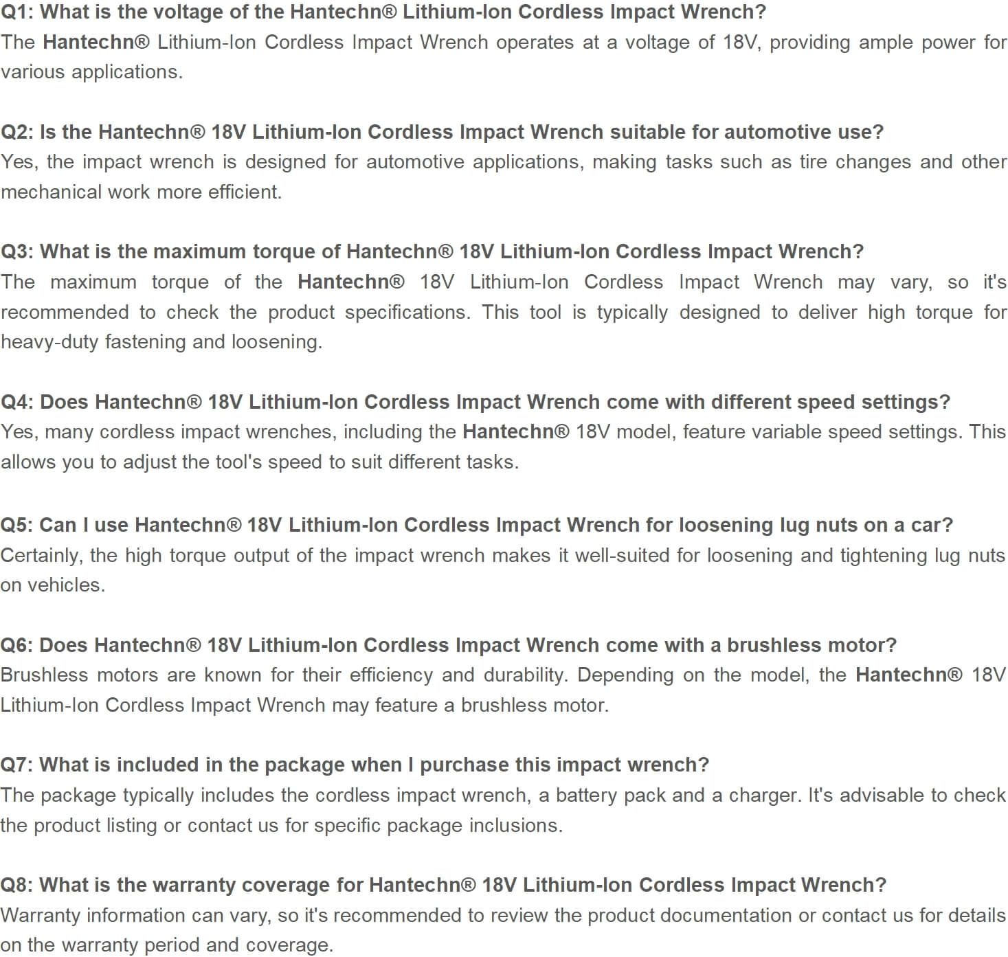 Hantechn Impact Wrench FAQ