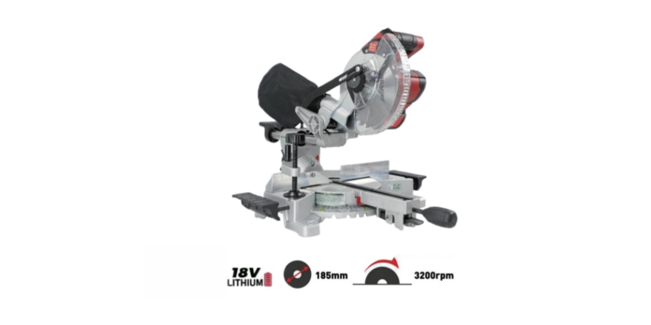 Hantechn@18V Lithium-lon Brushless Cordless 185x24.5x40T Sliding Miter Saw(3200rpm)1