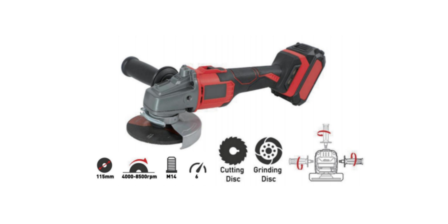 Hantechn@ 18V Lithium-lon Brushless Cordless 4-12 5 Cut-Off Angle Grinder