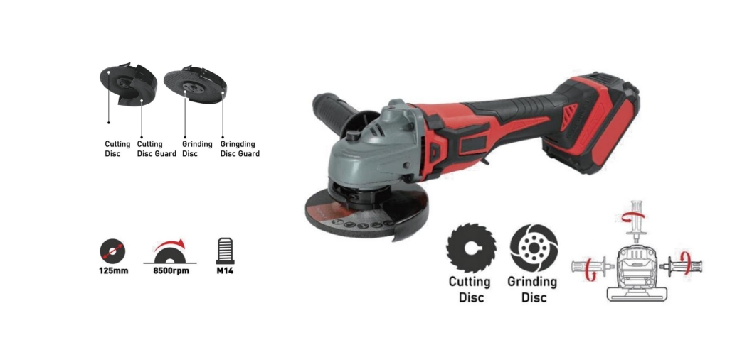 Hantechn@ 18V Lithium-lon Brushless Cordless 5 Cut-OffAngle Grinder1