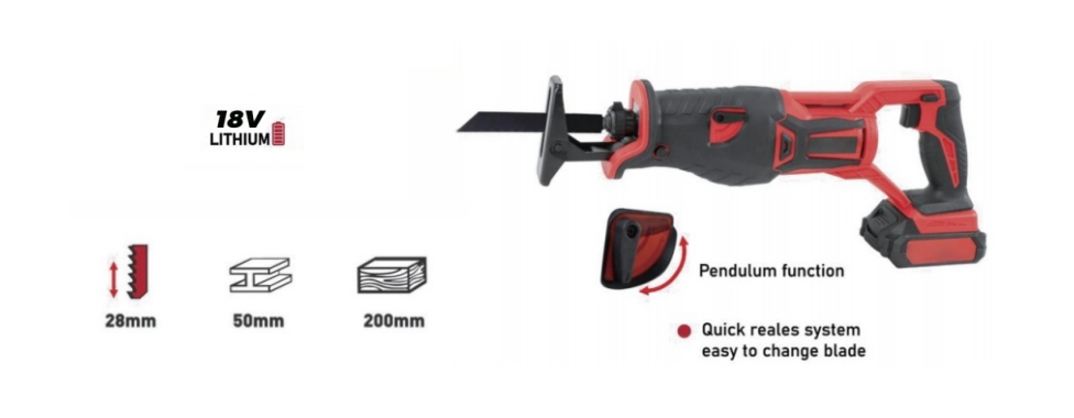 Hantechn@ 18V Lithium-lon børsteløs akku stempelsav med pendulfunktion (3000 rpm)2