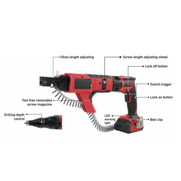 antechn@18V Lithium-lon Cordless Autofeed Drywall Screwdriver