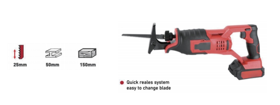 Hantechn@ 18V Lithium-lon batteridrevet stempelsag(3000rpm)4