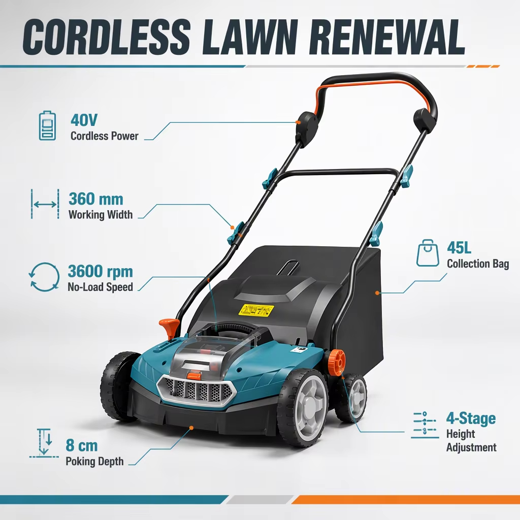 Cordless Dethatcher & Scarifier Spike Aerator (2)