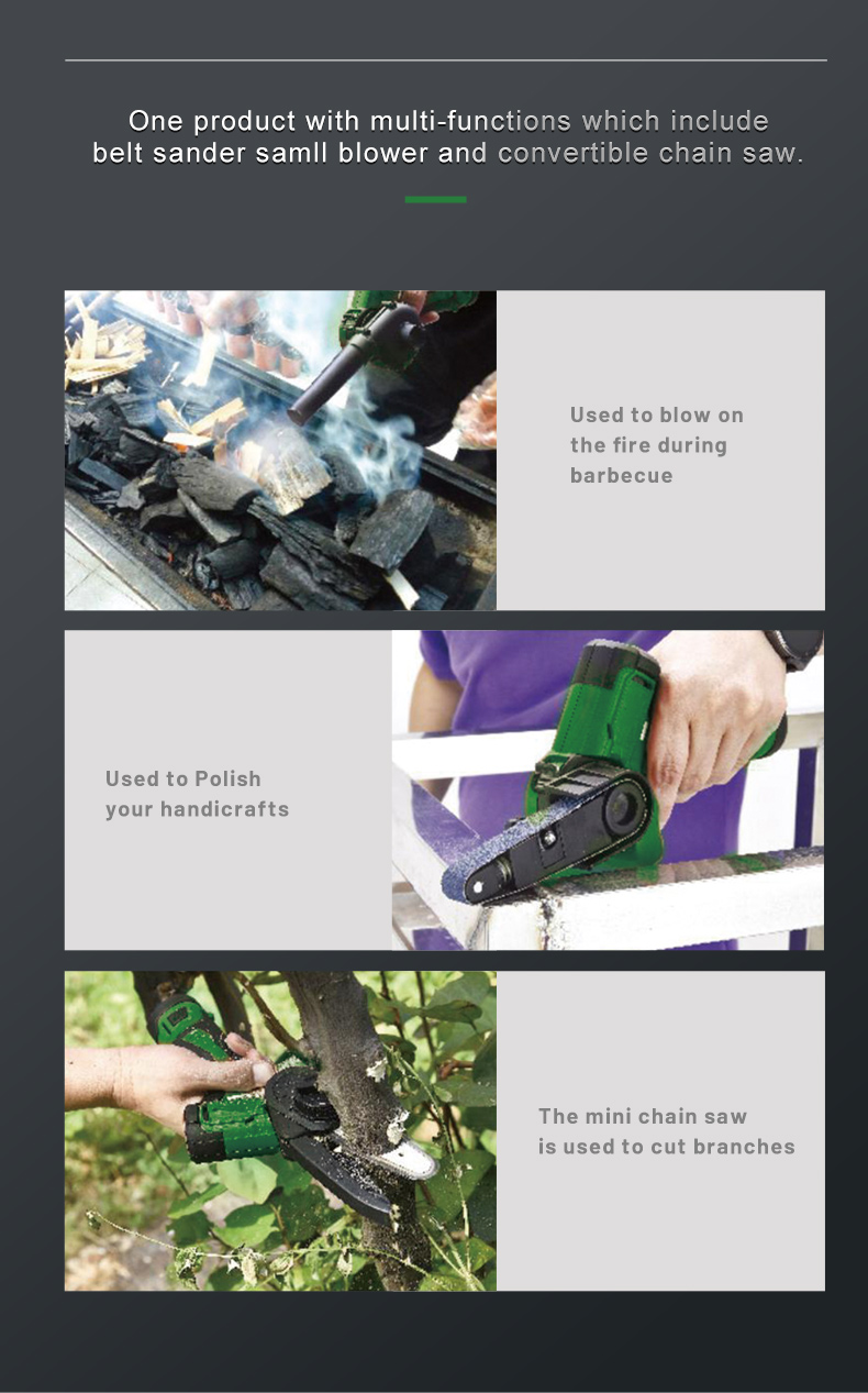 Hantechn@ 12V Lithium-Ion Brushless Cordless 4" Mini Single Portable Hand Saw Chainsaw